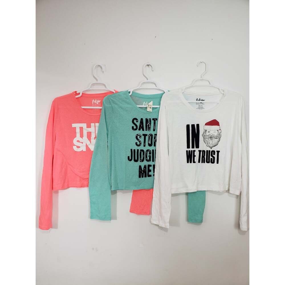 Y2K Aeropostale Women's Basic Tee Crop Tops Christmas Holiday Size XXL Lot of 3